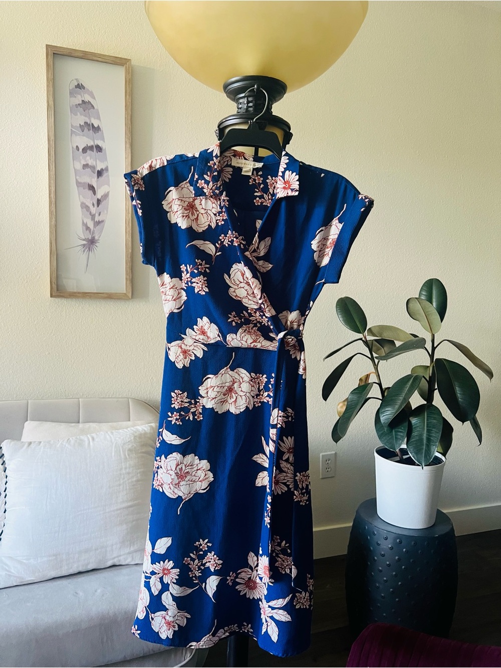 Blue Floral Wrap Dress - Unbranded